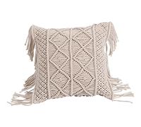 EBVincxmk Housse de coussin tissée à motif géométrique pour lit, canapé, banc, voiture, décoration d'intérieur, taies d'oreiller carrées avec pompons