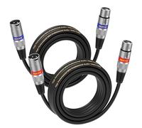 EBXYA Câble Microphone Pack de 2 5M XLR Mâle vers Femelle Symétrique Blindé pour Enregistrement en Studio, Sonorisation Live et Table de Mixage à Alimentation Fantôme