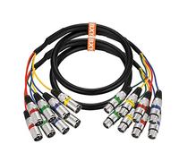 EBXYA Câble Snake XLR 4 Canaux 1m 2-Pack pour Live et Studio | 4 couleurs, mâle-femelle, blindé, patch, connecteurs nickelés, faible perte, pour enregistrement multicanal