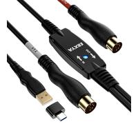 EBXYA Câble USB MIDI 5 broches Clavier convertisseur entrée/sortie MIDI de 2 m pour PC/Mac/ordinateur portable pour le traitement de la musique et l'enregistrement de pistes avec Windows/Mac