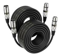 EBXYA Lot de 2 câbles XLR 15 m de qualité supérieure - Câble DMX symétrique avec connecteur XLR mâle à 3 broches mâle vers femelle - Câble de microphone - Noir