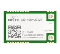 EBYTE Lora RF SMD SPI Module E80 longue distance 5 km Sub-G TCXO WIFI Zigbee BLE 433M/868/915 MHz 2,4 G LR2021 Antenne de qualité industrielle (E80-400M2212S)