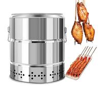 EBZFASO Barbecue Portable Barbecue au Charbon de Bois sans fumée en Acier Inoxydable, Baril de Gril avec 28 brochettes, rôtissoire Polyvalente à 360 ° multifonctionnelle