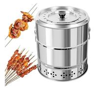 EBZFASO Barbecue Portable Barbecue au Charbon de Bois sans fumée en Acier Inoxydable, Baril de Gril avec 28 brochettes, rôtissoire Polyvalente à 360 ° multifonctionnelle