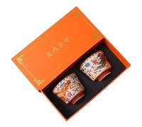 EBZFASO Coffee and Tea Mugs, Tasse chinoise faite à la main, 110 ml, lot de 2 pièces, avec boîte(Dragon and Phoenix)
