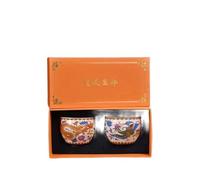 EBZFASO Coffee and Tea Mugs, Tasse chinoise faite à la main, 110 ml, lot de 2 pièces, avec boîte(Dragon and Phoenix 2)