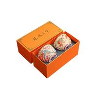 EBZFASO Coffee and Tea Mugs, Tasse chinoise faite à la main, 110 ml, lot de 2 pièces, avec boîte(Dragon and Phoenix-3)