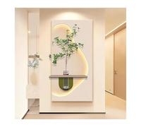EBZFASO Décoration Murale pour Salon, Art Mural LED 3D avec Vase et Fausse Plante - Blanc for la Maison l'hôtel(White-2,70 * 140cm/27.5 * 55in)