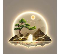 EBZFASO Décoration Murale pour Salon, Paysage Chinois d’Art Mural 3D avec lumière LED(Style 2,100 * 84cm)