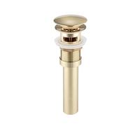 EBZFASO Pop-up Basin, Kit de lavabo escamotable en Laiton doré brossé avec bonde à Poussoir for Salle de Bain