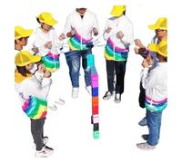 EBzvblxm de Tours en Blocs pour Le Team Building, Blocs empilables de Construction d'équipe, Jeux Tour ABS Multicolores, 5/8/10 pièces(Blue,5PCS)