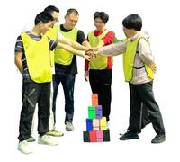 EBzvblxm de Tours en Blocs pour Le Team Building, Ensemble de Jeu Tour Bloc Construction d'équipe Multicolore 5/8/10 pièces(Red,10PCS)