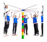 EBzvblxm de Tours en Blocs pour Le Team Building, Jeu d'empilage de Tour Bloc Construction d'équipe Multicolore 5/8/10 pièces(Blue,8PCS)