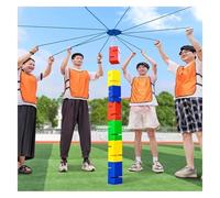 EBzvblxm de Tours en Blocs pour Le Team Building, Kit de Jeu Tour Blocs Construction d'équipe Multicolore 5/8/10 pièces(Red,8PCS)