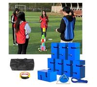 EBzvblxm de Tours en Blocs pour Le Team Building, Kit de Jeu Tour d'empilage Blocs Multicolores Construction d'équipe 5/8/10 pièces(Blue,8PCS)