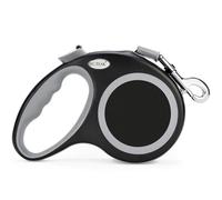 EC.Teak Laisse rétractable pour Chien 8 m, Robuste pour Chiens de 30 à 50 kg, Ruban Nylon Anti-enchevêtrement, Frein, Pause et Blocage à Une Main, idéale pour Chiens Moyens et Grands, Noir, 8 m