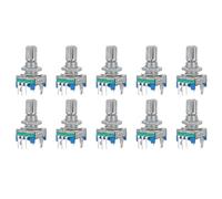 Ec11 Lot de 10 commutateurs encodeurs rotatifs 5 broches 360 degrés axe complet et demi-axe en métal avec bouton poussoir pour contrôle de précision pour Arduino Raspberry Pi Bleu 15 mm 20 mm