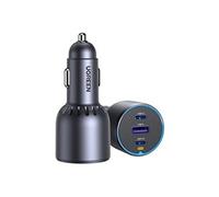 EC703 - Adaptateur d'alimentation pour voiture - 75 Watt - 9 A - PD/PPS, PD 3.0, QC 4.0+ - 3 connecteurs de sortie (USB, 2 x USB-C) - gris sidéral