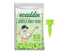 ECADDIE Green Castle Lot de 50 tees de golf 25 mm - Tees de golf Green Castle excellents comme tees en fer, petits tees de golf en plastique avec motif château de golf vert pour une hauteur constante