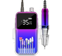 Ecagewill Ponceuse pour Ongles Professionnelle, 35000 RPM Portable Rechargeable Avec 12 embouts et 36 bandes abrasives et Affichage LED pour Pédicure Manucure