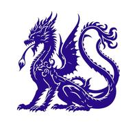 Écailles mystiques, le serpent des légendes, silhouette de dragon, icône d'art Stickers gravés 67.2x68.2cm Embellissement mural Bleu foncé