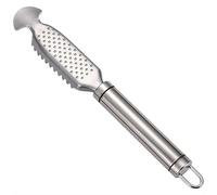 Écailleur de poisson 2 en 1 en acier inoxydable avec râpe à gingembre, outil de cuisine avec poignée de suspension pour un détartrage facile, râper et nettoyer, utilisation à la maison et au