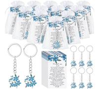 Ecally Lot de 40 cadeaux funéraires pour invités - Porte-clés ange - Célébration de la vie - Cadeau porte-bonheur - Motif colombe - Sacs cadeaux en organza pour fête commémorative - Perte d'un être