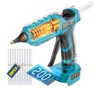 Ecarke 100W Pistolet a Colle Sans Fil Compatible avec Batterie Makita 18V | Pistolet à Colle Chaude Température Réglable 100-200°C, Écran Numérique, Chauffage 60s, 10 Bâtons Colle 11mm(Sans Batterie)