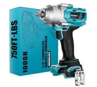 Ecarke Boulonneuse à Chocs sans fil 1200 Nm, compatible avec Ma-kita 18V Lithium, Clé à Chocs Brushless 1/2" avec lumière LED pour écrous de roue, échafaudage et entretien automobile (Sans batterie)