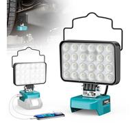 Ecarke Lampe de Travail sans Fil 78W pour Batterie Makita 18V, Projecteur LED Portable 7800LM avec Ports USB & Type-C, 7500K - Idéal pour Chantier, Camping, Randonnée (sans Batterie)