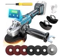Ecarke Meuleuse d’Angle Sans Fil Compatible avec Makita Batterie 18V - Moteur Brushless, 3 Vitesses, Jusqu’à 10 000 tr/min, Disque 125 mm, Écran LCD, Kit 12 Accessoires (Sans Batterie)