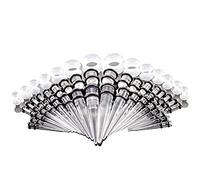 Ecarteur Oreille Tunnels Ecarteur Acrylique -18Pcs Taper Conique + 18Pcs Ear Plugs 1.6mm-10mm Acrylique + 14Pcs Tunnel Silicone 3mm-12mm (Transparent)