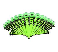 Ecarteur Oreille Tunnels Ecarteur Acrylique -18Pcs Taper Conique + 18Pcs Ear Plugs 1.6mm-10mm Acrylique + 14Pcs Tunnel Silicone 3mm-12mm (Vert)