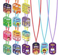 Ecation Lot de 24 colliers religieux chrétiens avec verset de la Bible en vrac - Inspiration pour les fêtes religieuses chrétiennes - Cadeaux pour prix du dimanche - Femmes et hommes