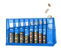 ECB Tirelire euro - Pour bureau et chambre d'enfant - Cadeau pour adultes et enfants - Fabriquée en matériau recyclé - Verrouillable (avec clé) - Bleu transparent