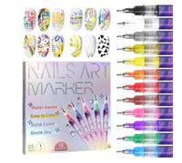ECBLI 12 Colors Nail Art Pens Set, Nail Art Markers for Gel Markers DIY 3D Polish Pens Acrylic Paint Professional Brush Set Polish Drawing(1set)