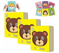 ECBLI 26 Cartes Flash De L'alphabet ABC avec Masques d'animaux, Cartes Flash Colorées pour Apprendre Les Lettres, avec des Thèmes Animaliers, Apprendre des Phrases en Anglais, Éducation(3sets)