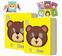 ECBLI 26 Cartes Flash De L'alphabet ABC avec Masques d'animaux, Cartes Flash Colorées pour Apprendre Les Lettres, avec des Thèmes Animaliers, Apprendre des Phrases en Anglais, Éducation(2sets)