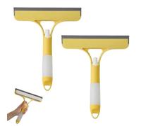 ECBLI 3 in 1 Window Cleaning Scraper, Mirror Squeegee and Scrubber with Spray, Spray Windowsqueegee Cleaner Tool with Spraybottle, For Windows, Walls, Car Windshields, Bathrooms, Kitchens(Yellow)