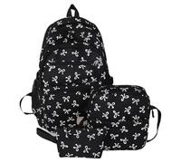 ECBLI Coquette Bow Backpack Pink Cute Preppy Kawaii Backpack Set Aesthetic Daypack Bow Rucksack(Noir)