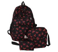 ECBLI Coquette Bow Backpack Pink Cute Preppy Kawaii Backpack Set Aesthetic Daypack Bow Rucksack(Red)