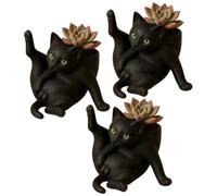 ECBLI Fun Grooming Cat Planter, Ceramic Cat Planter Pot for Succulents & Cactus, Compact Indoor Plant Planter for Office Desk or Home Decor, Perfect for Plant Lovers & Enthusiasts(3pcs)
