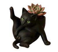 ECBLI Fun Grooming Cat Planter, Ceramic Cat Planter Pot for Succulents & Cactus, Compact Indoor Plant Planter for Office Desk or Home Decor, Perfect for Plant Lovers & Enthusiasts(1pc)