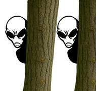 ECBLI Funny Alien Metal Sign, Alien Warning Sign, Garden Wall Art for Fence, Patio & Yard - Waterproof Ufo Themed Decoration - Gift for Alien Enthusiasts & Prank Lovers(Alien,2pcs)