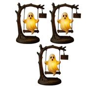 ECBLI Ghost Swing Lamp, Ghost on a Tree Swing, Handmade Halloween Ghosts Night Light Up, Cute LED Lamp for Bathroom Decor, Ghost-Themed Bathtub Lamp for Halloween Party or Gift(3pcs)