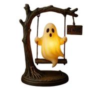 ECBLI Ghost Swing Lamp, Ghost on a Tree Swing, Handmade Halloween Ghosts Night Light Up, Cute LED Lamp for Bathroom Decor, Ghost-Themed Bathtub Lamp for Halloween Party or Gift(1pc)