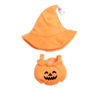 ECBLI Halloween Clothes for Labubu, Cute Pumpkin Hat & Overalls Set, Doll Accessories Suit for Halloween Dress Up, Play & Collector Display, Gift Idea(Yellow)