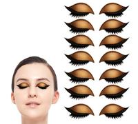 ECBLI Patchs for Cils Lazy Eye Shadow, Autocollants for Cils Lazy, 7 Paires D'autocollants for Fards à Paupières Pailletés avec Cils, Fard à Paupières Et Cils Faciles à Appliquer en Un(Gold)