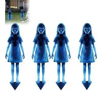 ECBLI Piquets De Sol Fantômes Jumeaux Hantés pour Halloween, Panneaux De Jardin Effrayants pour Jumeaux, Panneau De Pelouse Zombie pour Filles De Jardin Effrayantes pour Patio, Maison Hantée(4PCS)