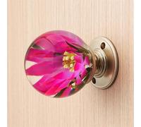 ECBLI Poignée De Porte Décorative Unique, Motif Animal En Cristal, Bouton Rond Rétro En Résine époxy, Motif Floral(Deep purple peony,2.76in)